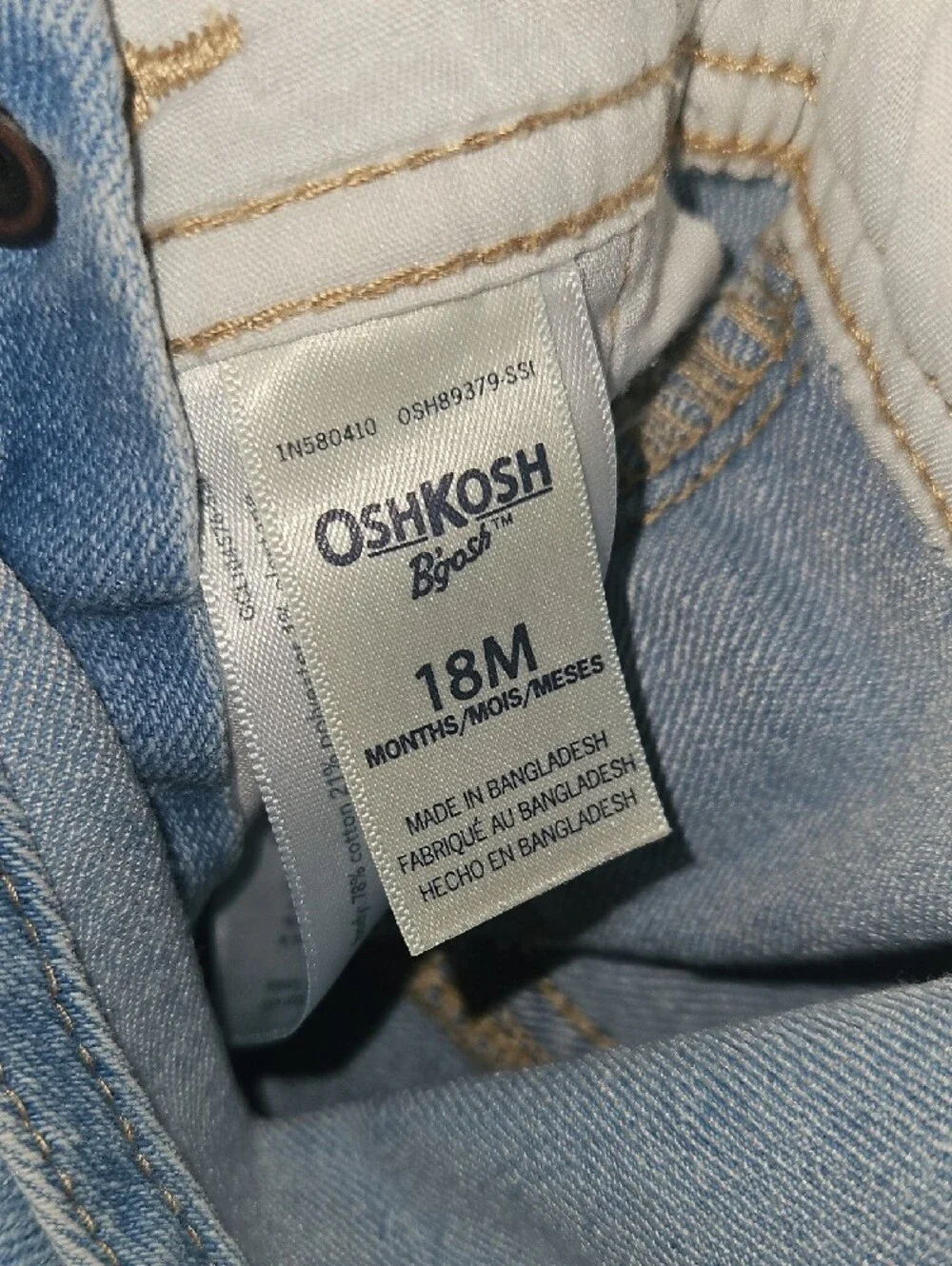 OshKosh B'gosh Light Blue Denim Overalls with Pink Lining